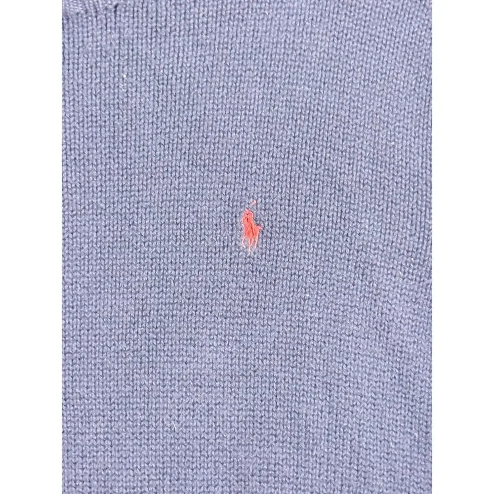 Polo Ralph Lauren Vtg Navy Blue Red Pony Sweater 100% Cotton Made Hong Kong